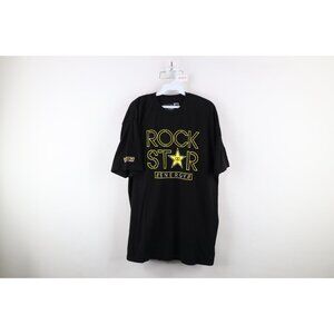 Rockstar Energy Drink Mens 2XL XXL Spell Out Big Logo Short Sleeve T-Shirt Black